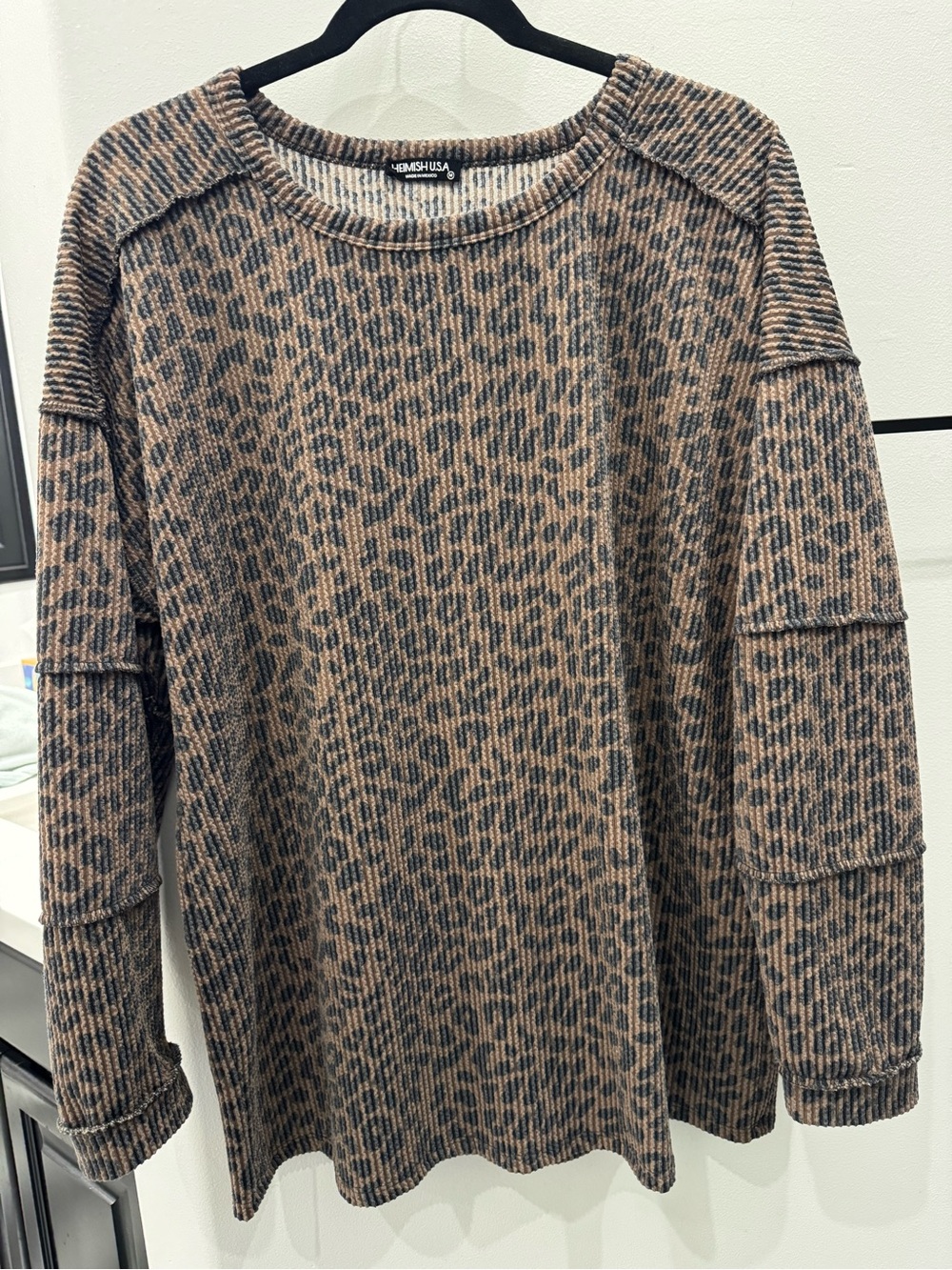 HEIMISH USA Brown Leopard Print Crewneck Sweater